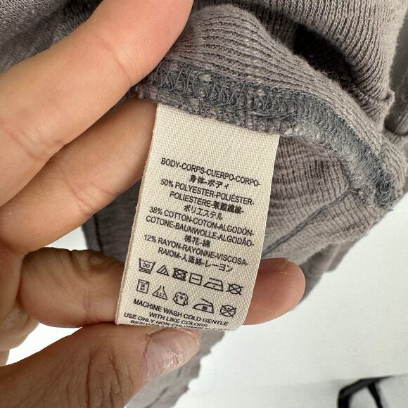 Free People turtleneck size XS taupe split back cowl neck casual oversized - Picture 6 of 9